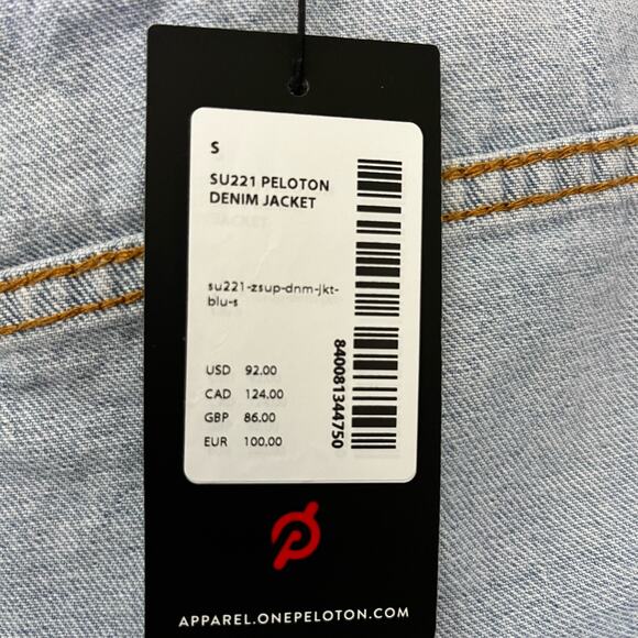 New With Tags Peloton Cotton Jean Jacket Small “Together We Go Far” Spellout - Picture 7 of 7